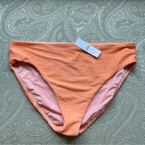 NWT J. Crew Rib Bikini Bottom with High-Cut Leg Size XL Warm Clementine